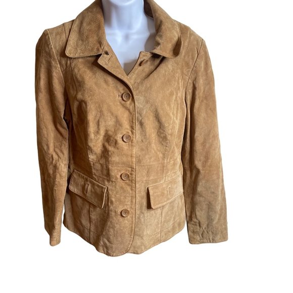 Alfani size large brown 100% leather button front jacket - Picture 1 of 8